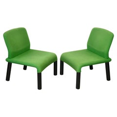 Pair of Green Armchair in Plastic Fabric, Italy, 1970s