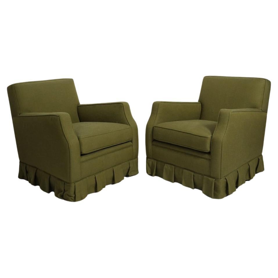 Pair of green armchairs, 1940s.