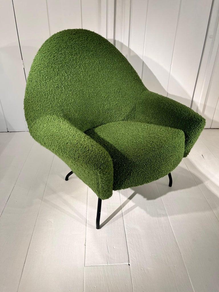 Mid-Century Modern Pair of Green Armchairs by Joseph-Andre Motte For Sale