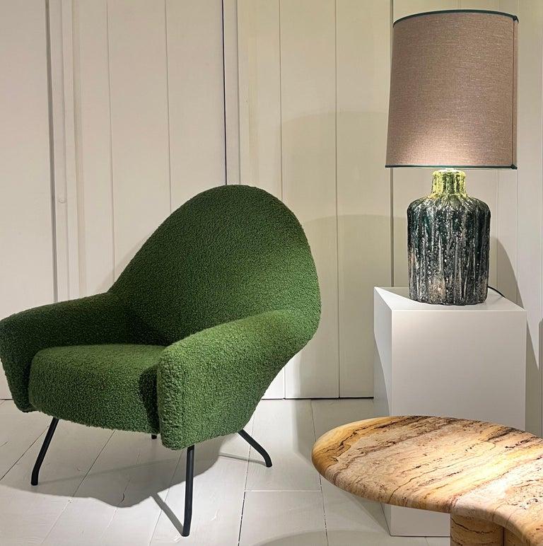 Mid-20th Century Pair of Green Armchairs by Joseph-Andre Motte For Sale