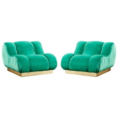 Pair of Green Armchairs by Studio Glustin