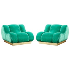 Pair of Green Armchairs by Studio Glustin