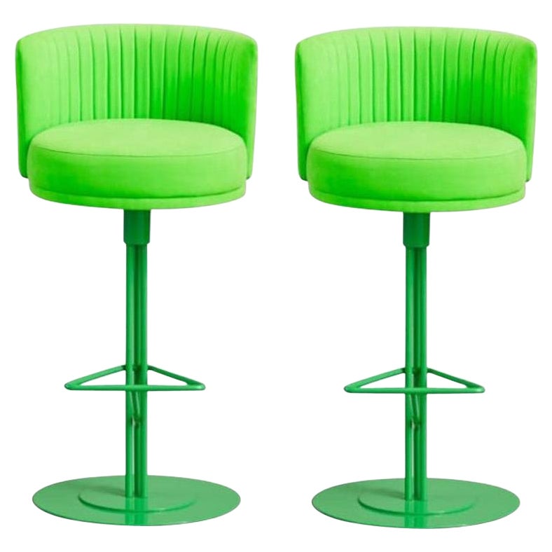 Pair of Green Athens Stools by Pepe Albargues For Sale