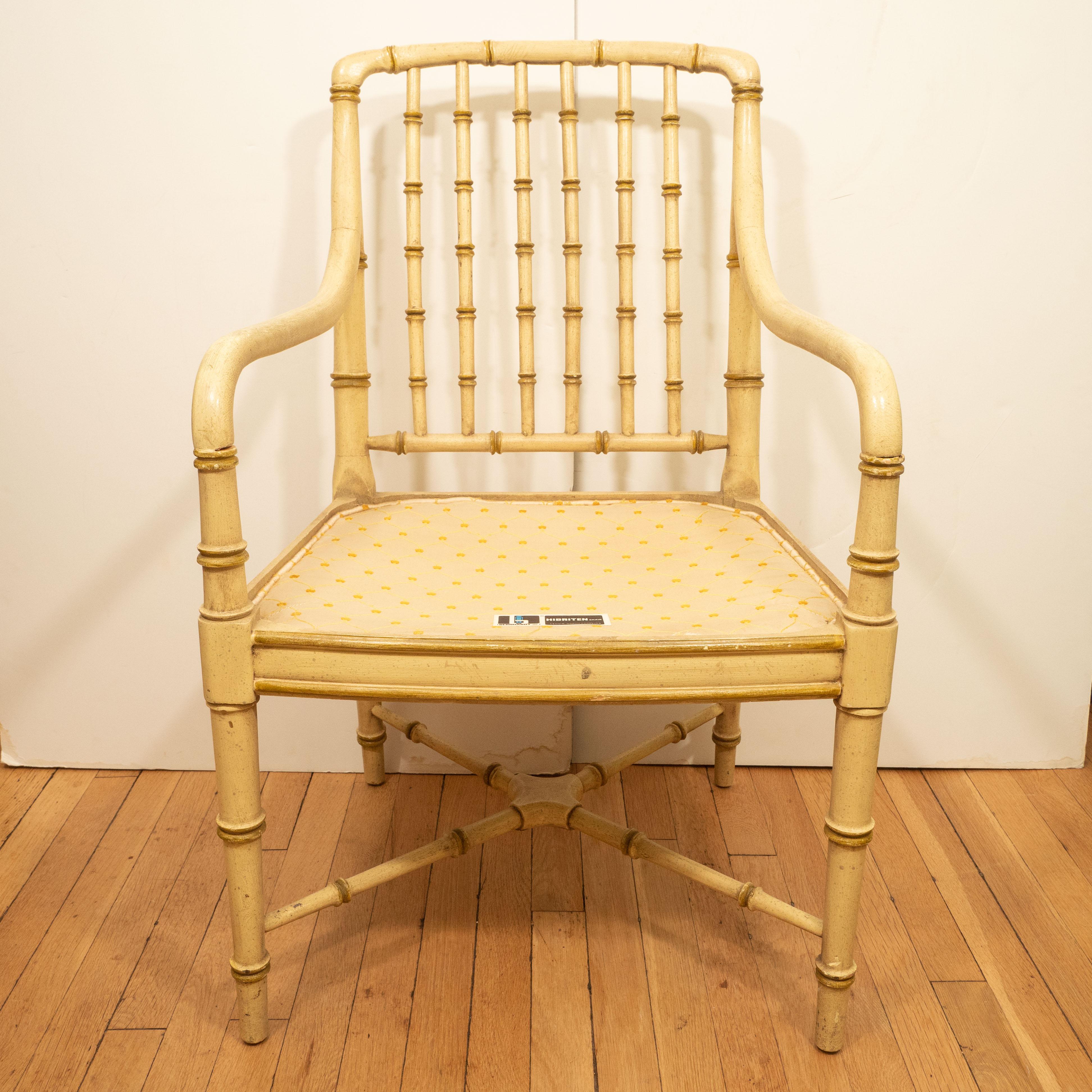 Pair of Green Bamboo Chairs In Good Condition In New York, NY