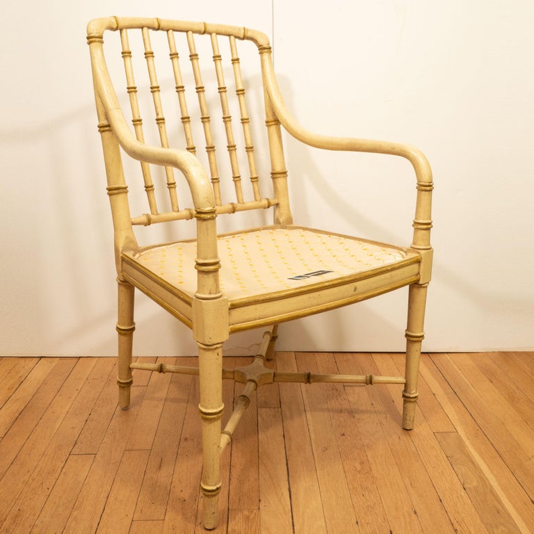 Pair of Green Bamboo Chairs at 1stDibs