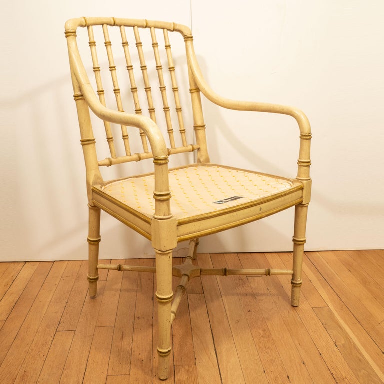 Pair of Green Bamboo Chairs at 1stDibs