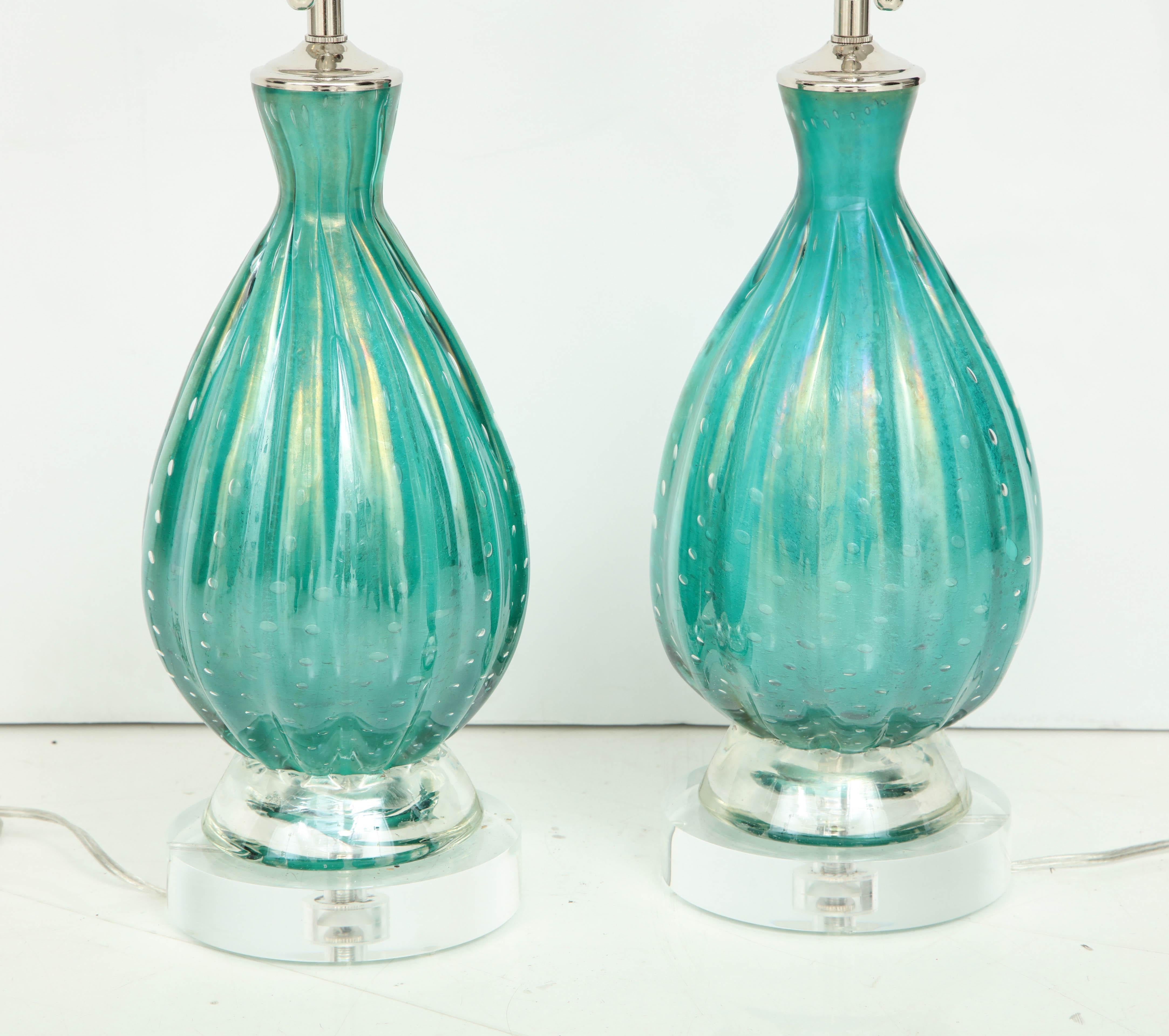 Pair of Green Barovier Lamps 5