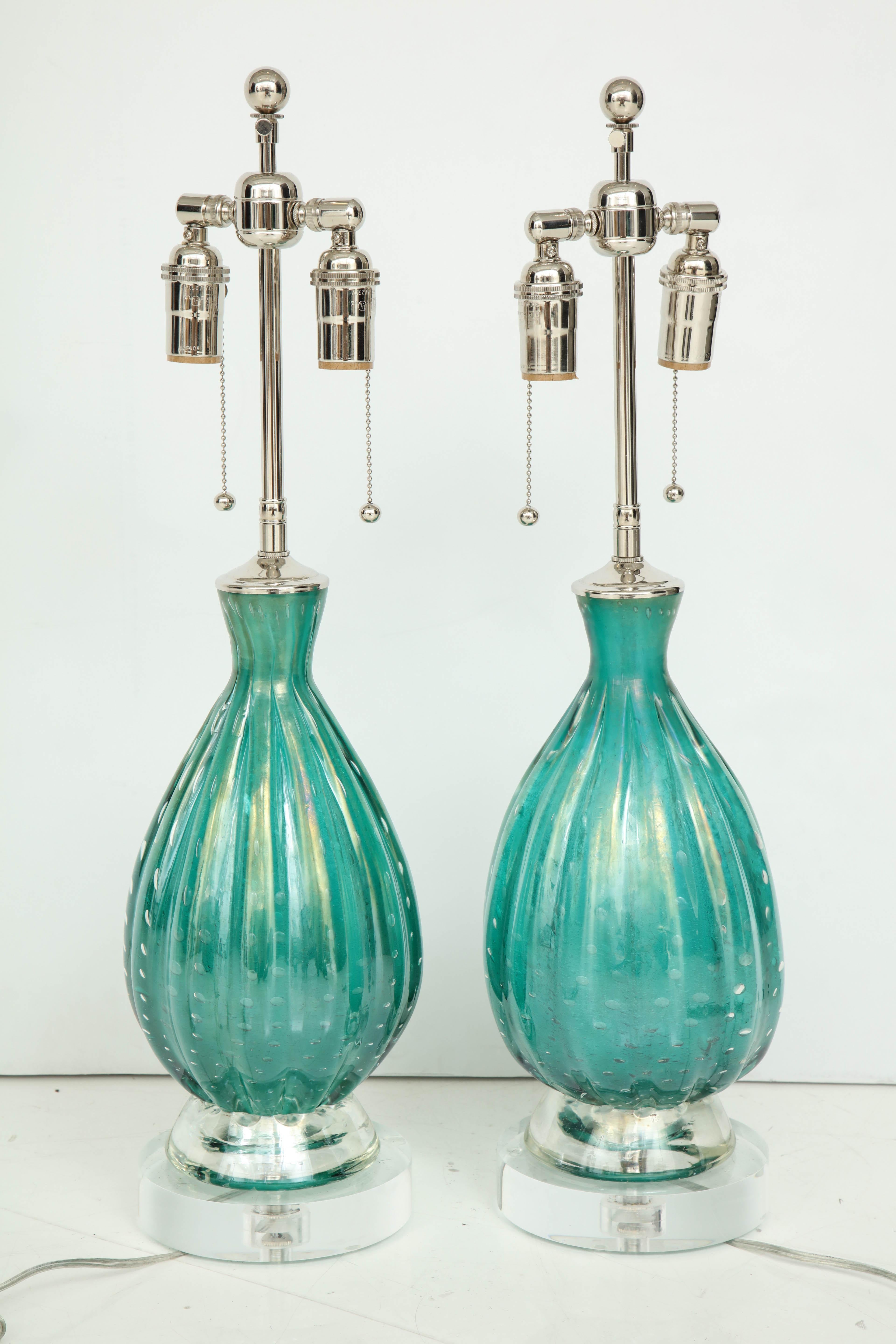 Pair of Green Barovier Lamps 4
