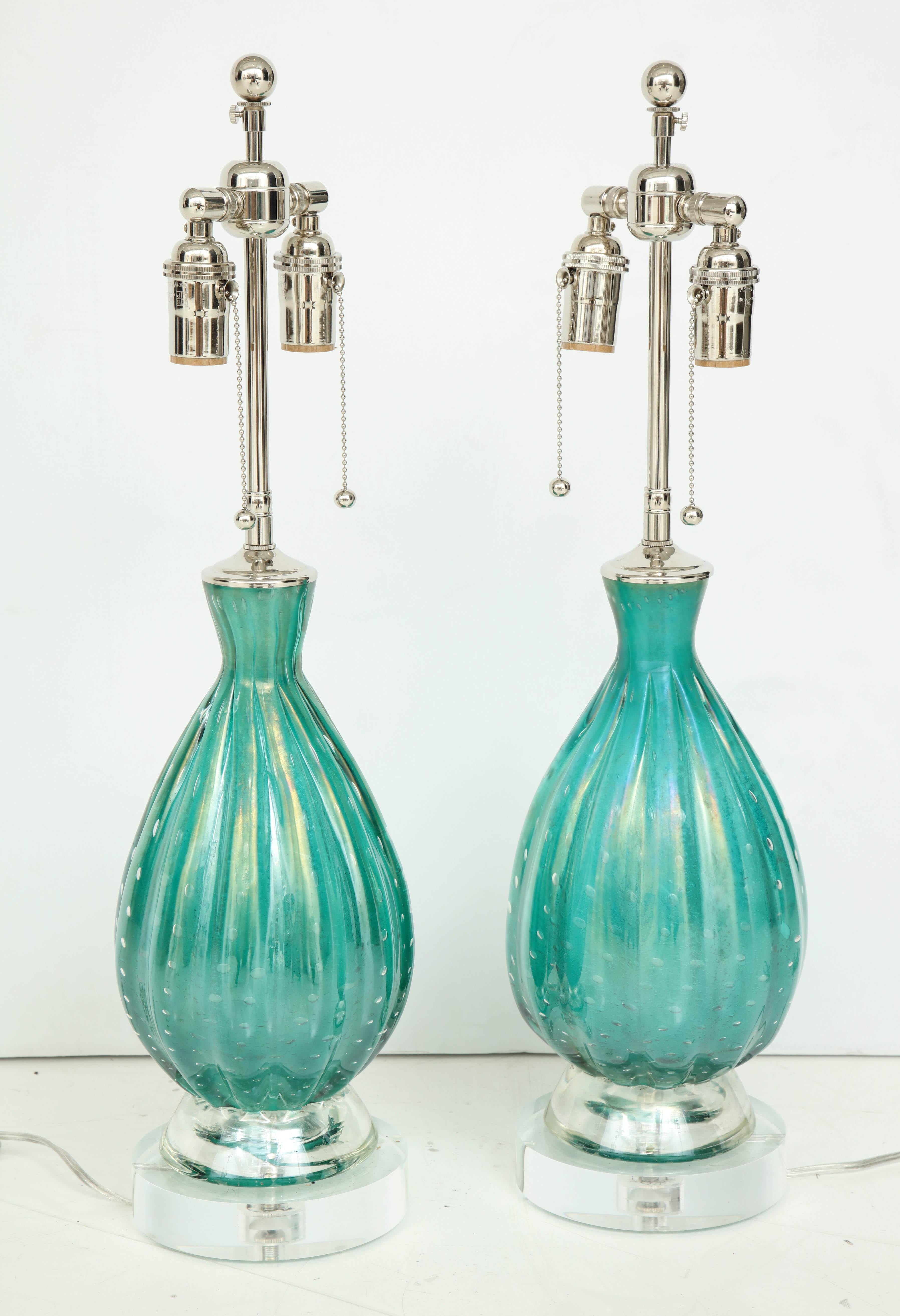 Pair of Green Barovier Lamps 2