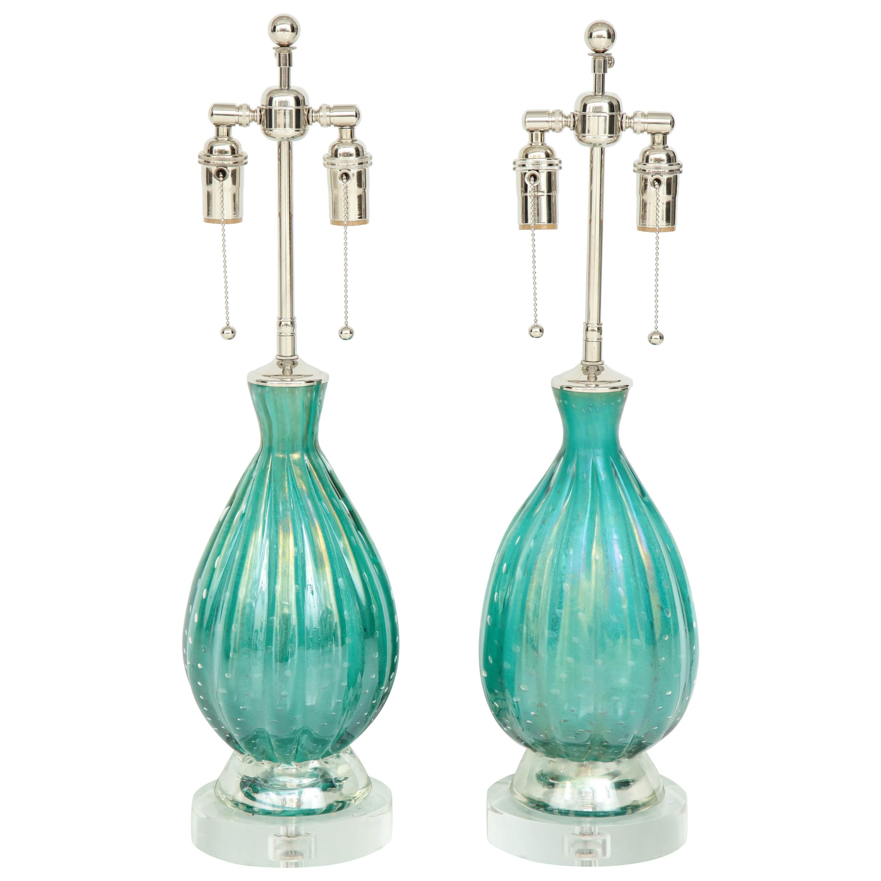 Pair of Green Barovier Lamps