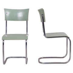 Pair of Green Bauhaus Chairs Made in 1930s Czechia, Made by Robert Slezák