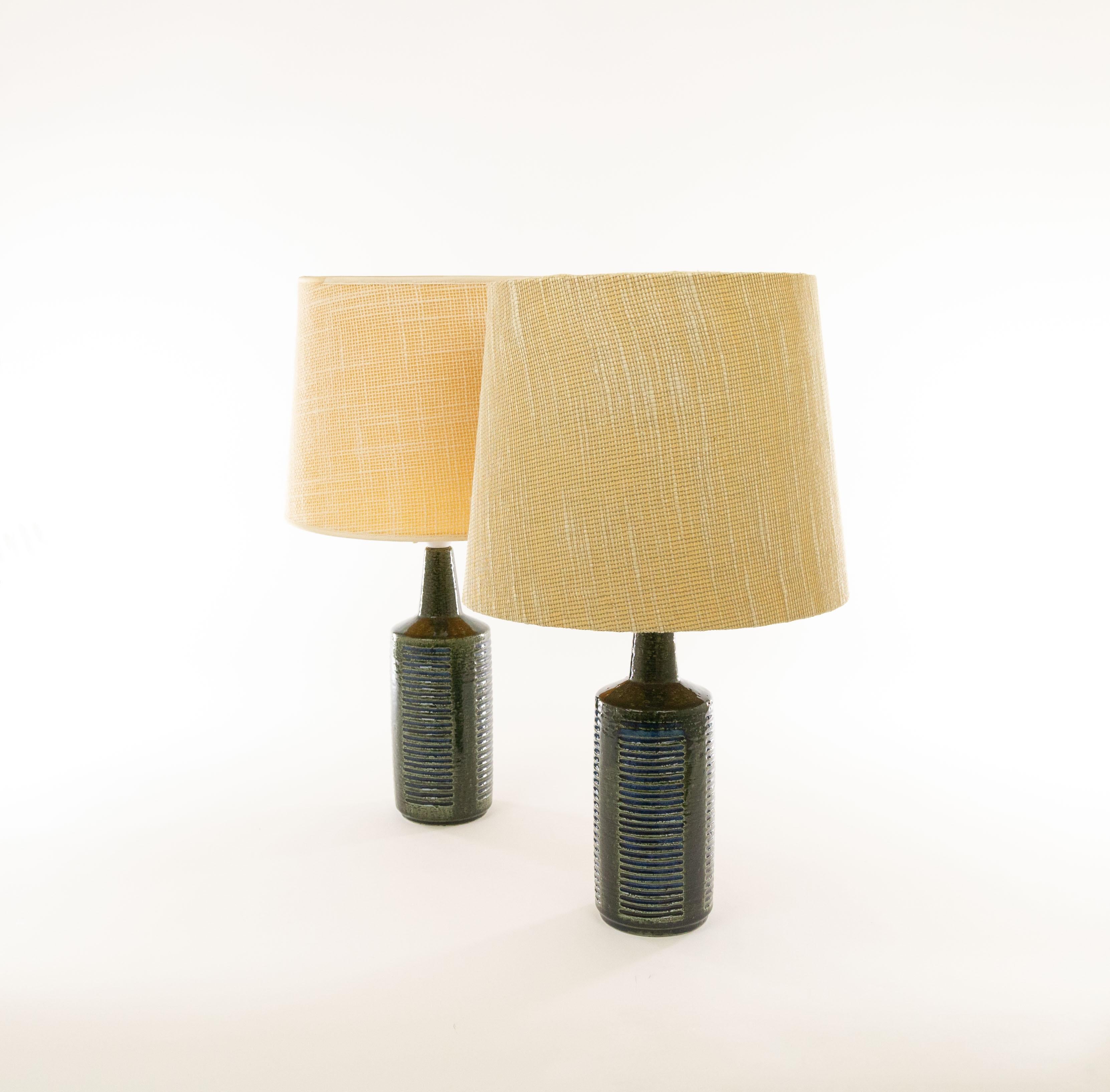 Danish Pair of Green & Blue DL/30 Table Lamps by Linnemann-Schmidt for Palshus, 1960s