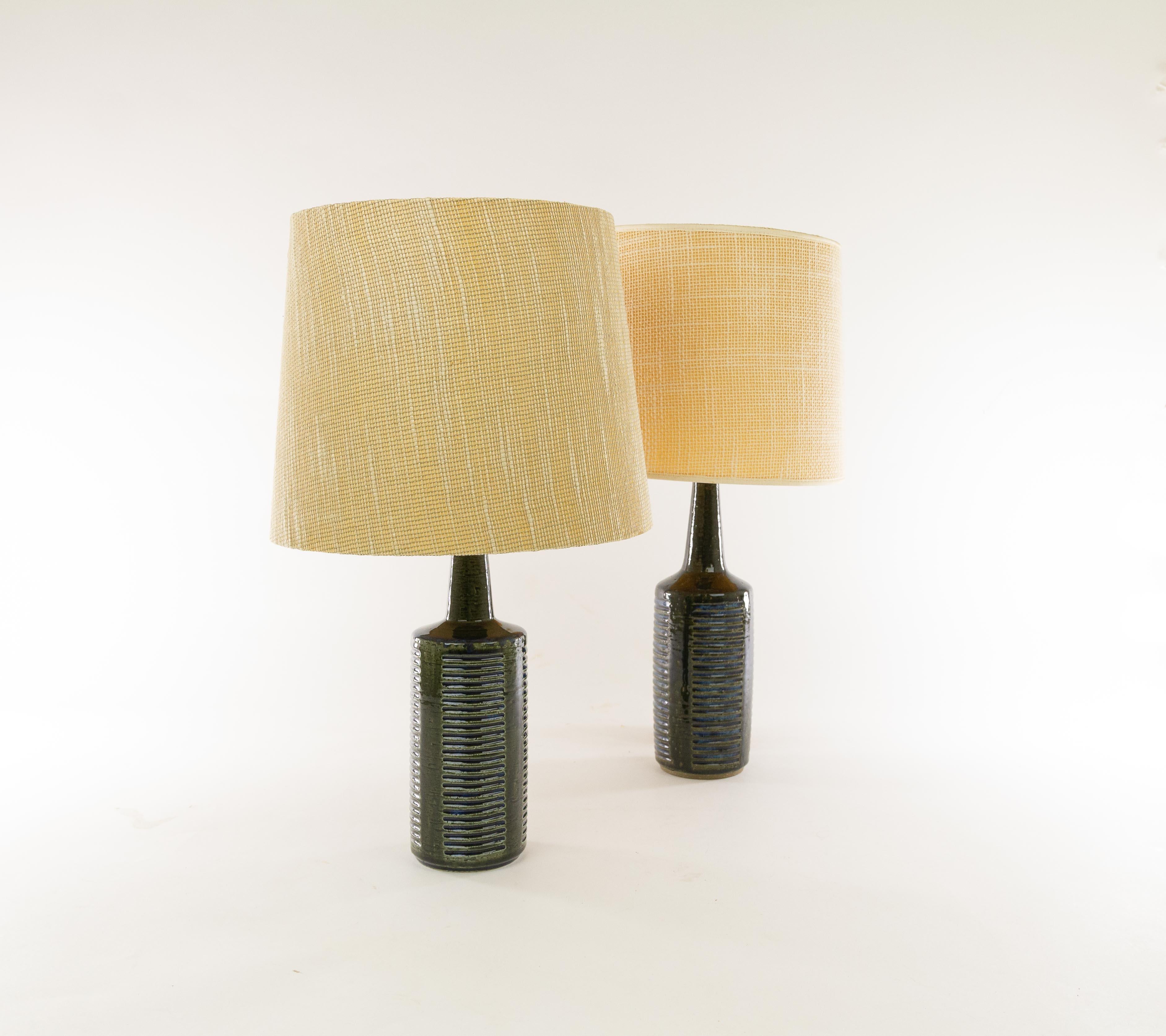 Mid-20th Century Pair of Green and Blue DL/30 Table Lamps by Linnemann-Schmidt for Palshus, 1960s