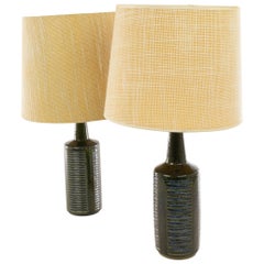 Vintage Pair of Green and Blue DL/30 Table Lamps by Linnemann-Schmidt for Palshus, 1960s