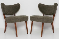 Pair of Green Boucle Shell Club Chairs, by Vintola Studio, Europe, Poland