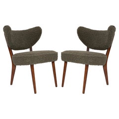 Pair of Green Boucle Shell Club Chairs, by Vintola Studio, Europe, Poland