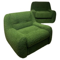 Paire de fauteuils bouclette verts