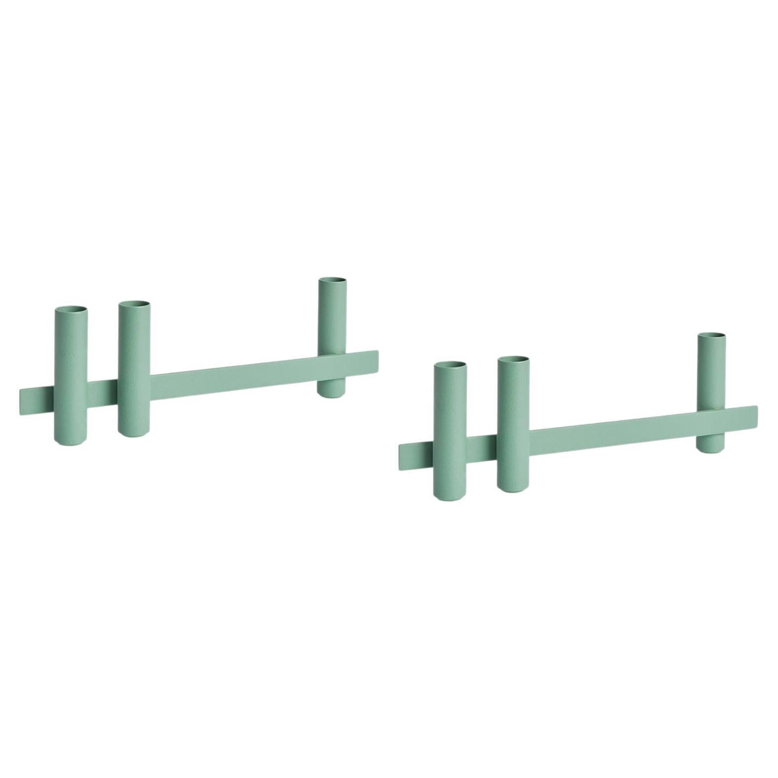 Pair of Green Candle Holders by Mason Editions