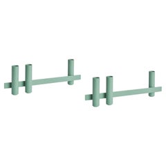 Pair of Green Candle Holders by Mason Editions