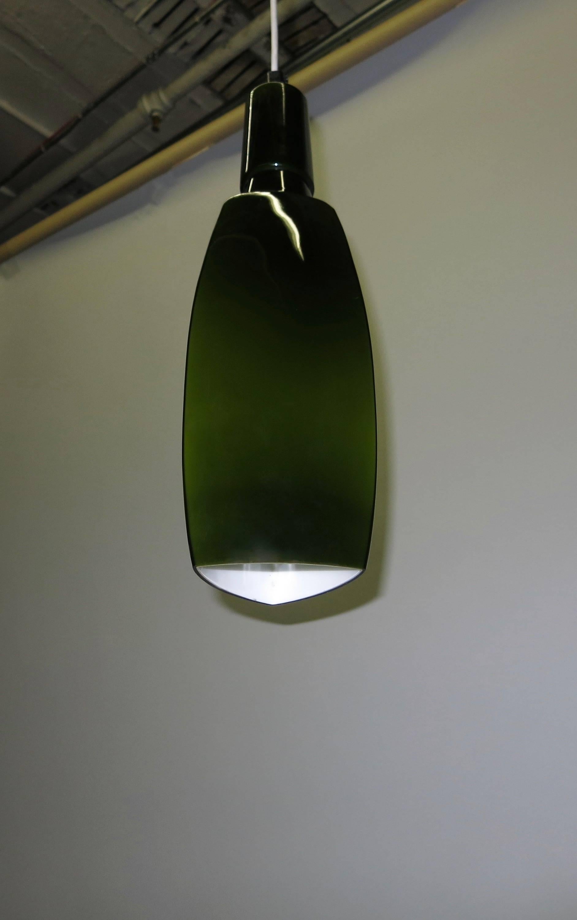 Mid-20th Century Pair of Green Cased Glass Ceiling Lights by Stilnovo, Italy, 1960s For Sale