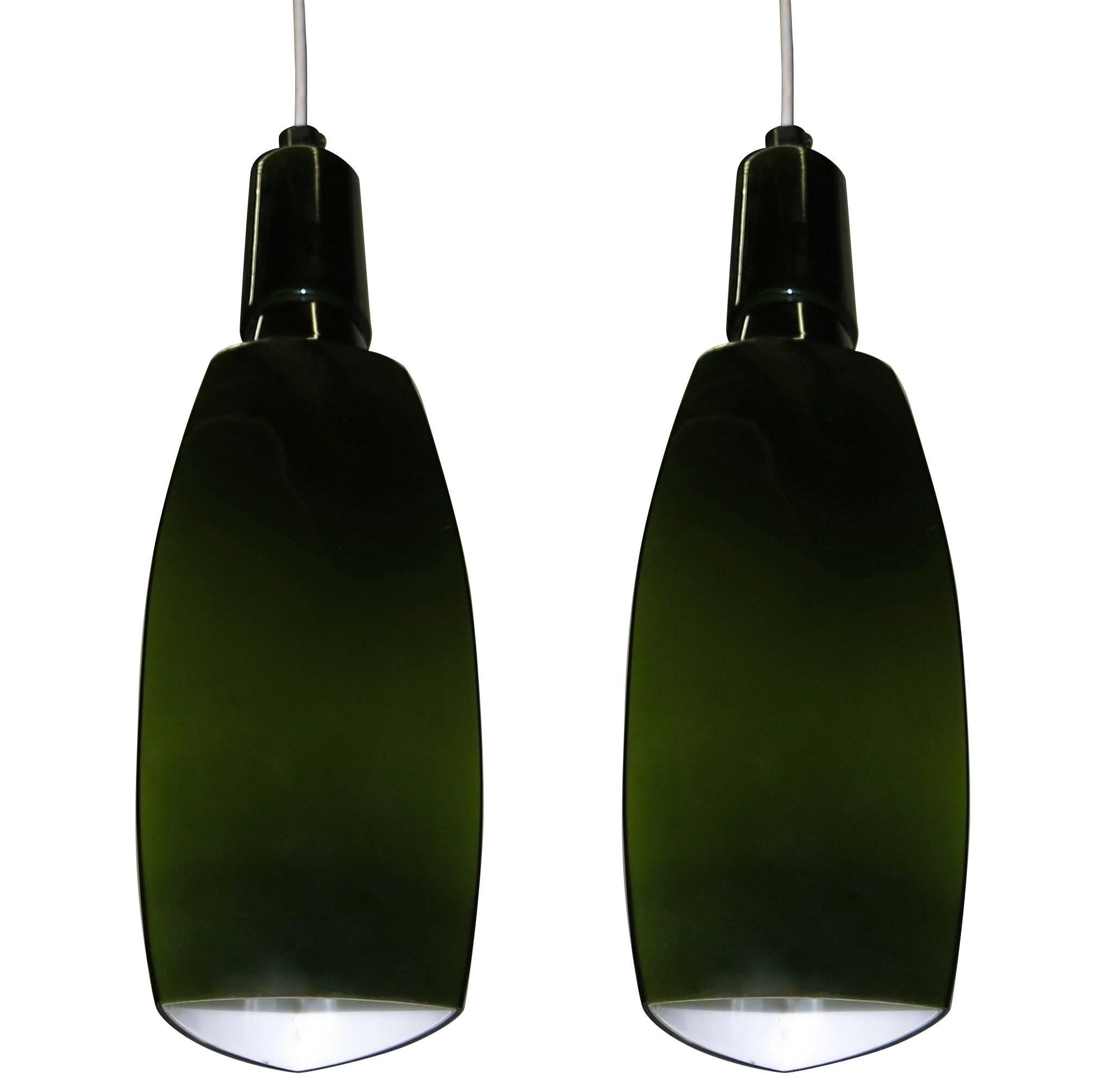 Pair of Green Cased Glass Ceiling Lights by Stilnovo, Italy, 1960s For Sale