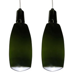 Pair of Green Cased Glass Ceiling Lights by Stilnovo, Italy, 1960s