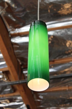 Pair of Green Cased Glass Pendants, Made in France