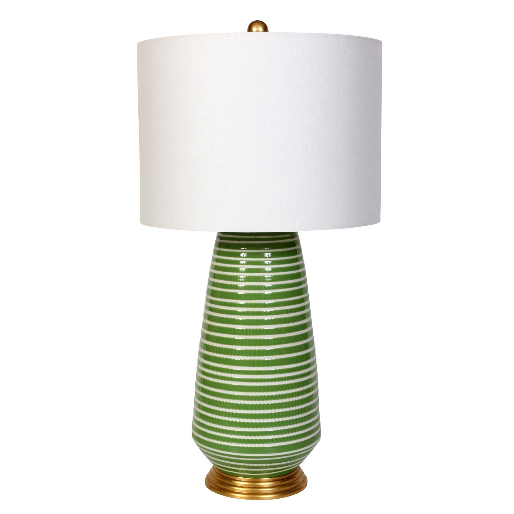 green and white ceramic lamp