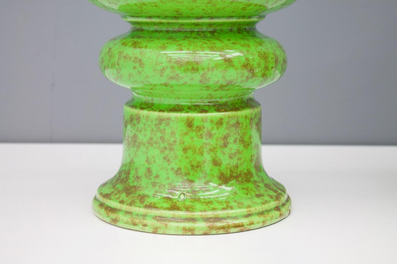 Late 20th Century Pair of Green Ceramic Table Lamps, 1970s