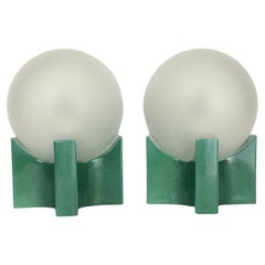 Pair of Green Ceramic Table Lamps, circa 1960, Italy