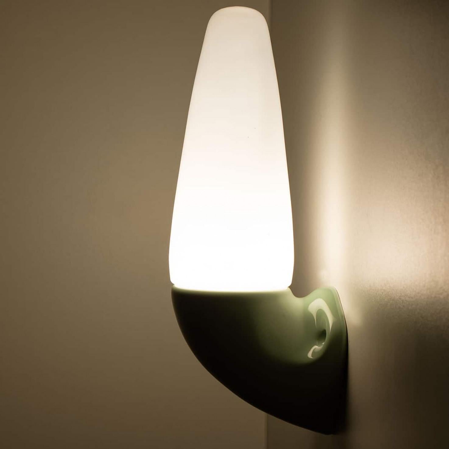 Pair of Green Ceramic Wall Lights, Sigvard Bernadotte, 1970 im Angebot 2