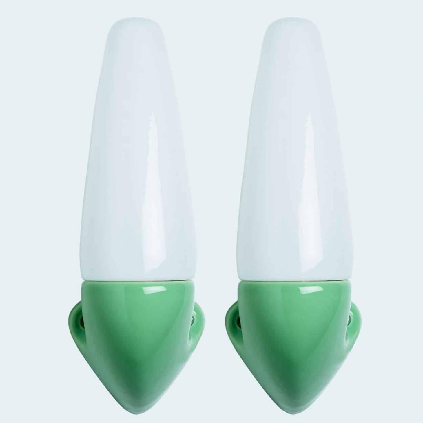 Pair of Green Ceramic Wall Lights, Sigvard Bernadotte, 1970 im Angebot 4