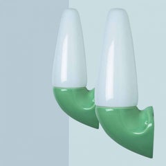 Pair of Green Ceramic Wall Lights, Sigvard Bernadotte, 1970