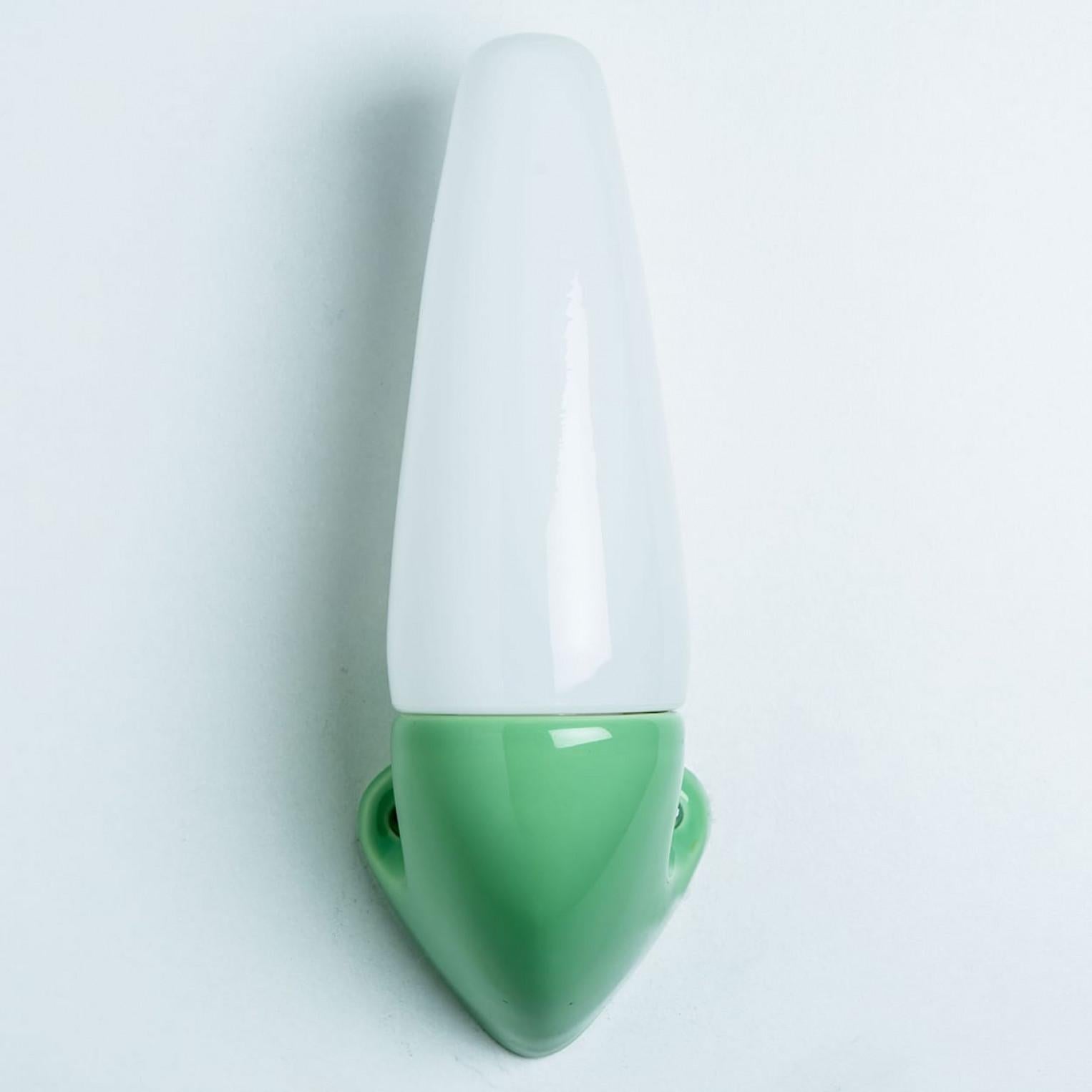 Pair of Green Ceramic Wall Lights, Sigvard Bernadotte, 1970 (Dänisch) im Angebot