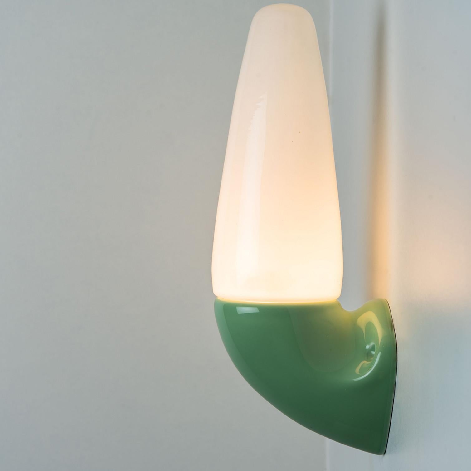 Pair of Green Ceramic Wall Lights, Sigvard Bernadotte, 1970 In Good Condition For Sale In Rijssen, NL