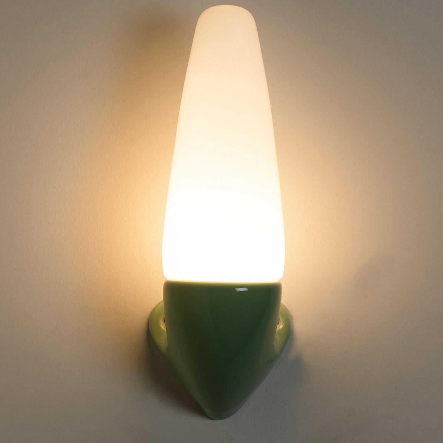 Pair of Green Ceramic Wall Lights, Sigvard Bernadotte, 1970 For Sale 1