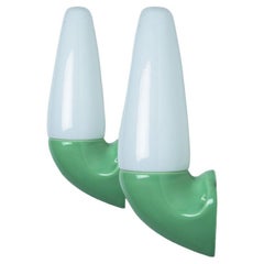 Pair of Green Ceramic Wall Lights, Sigvard Bernadotte, 1970