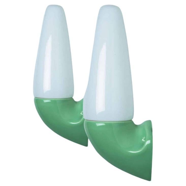 Pair of Green Ceramic Wall Lights, Sigvard Bernadotte, 1970 im Angebot