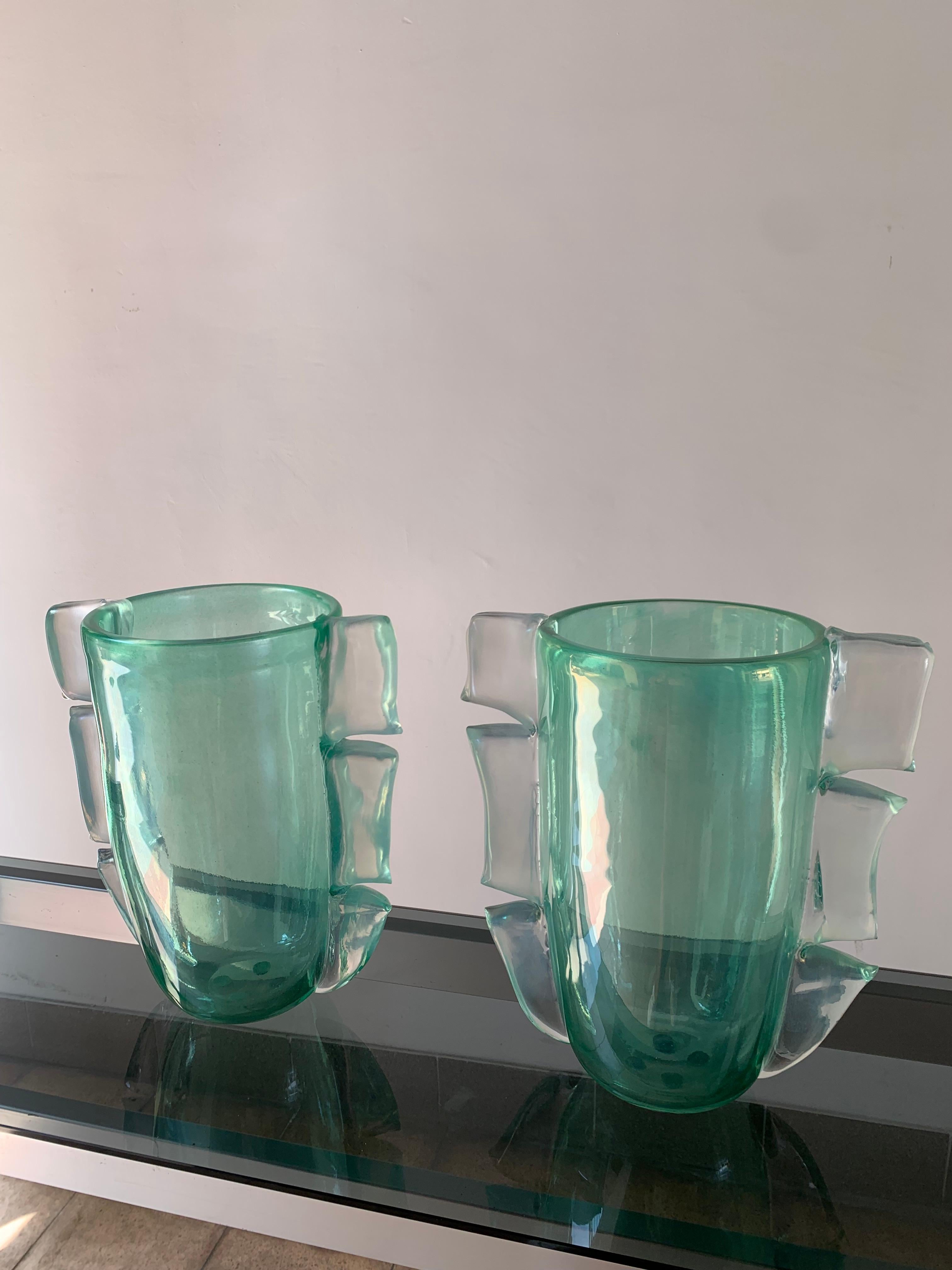 Pair of green Costantini murano Vases, 1990
Signed at the bottom of the vase 
