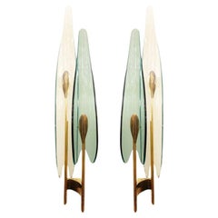 Pair of Green "Dalia" Sconces by Max Ingrand for Fontana Arte