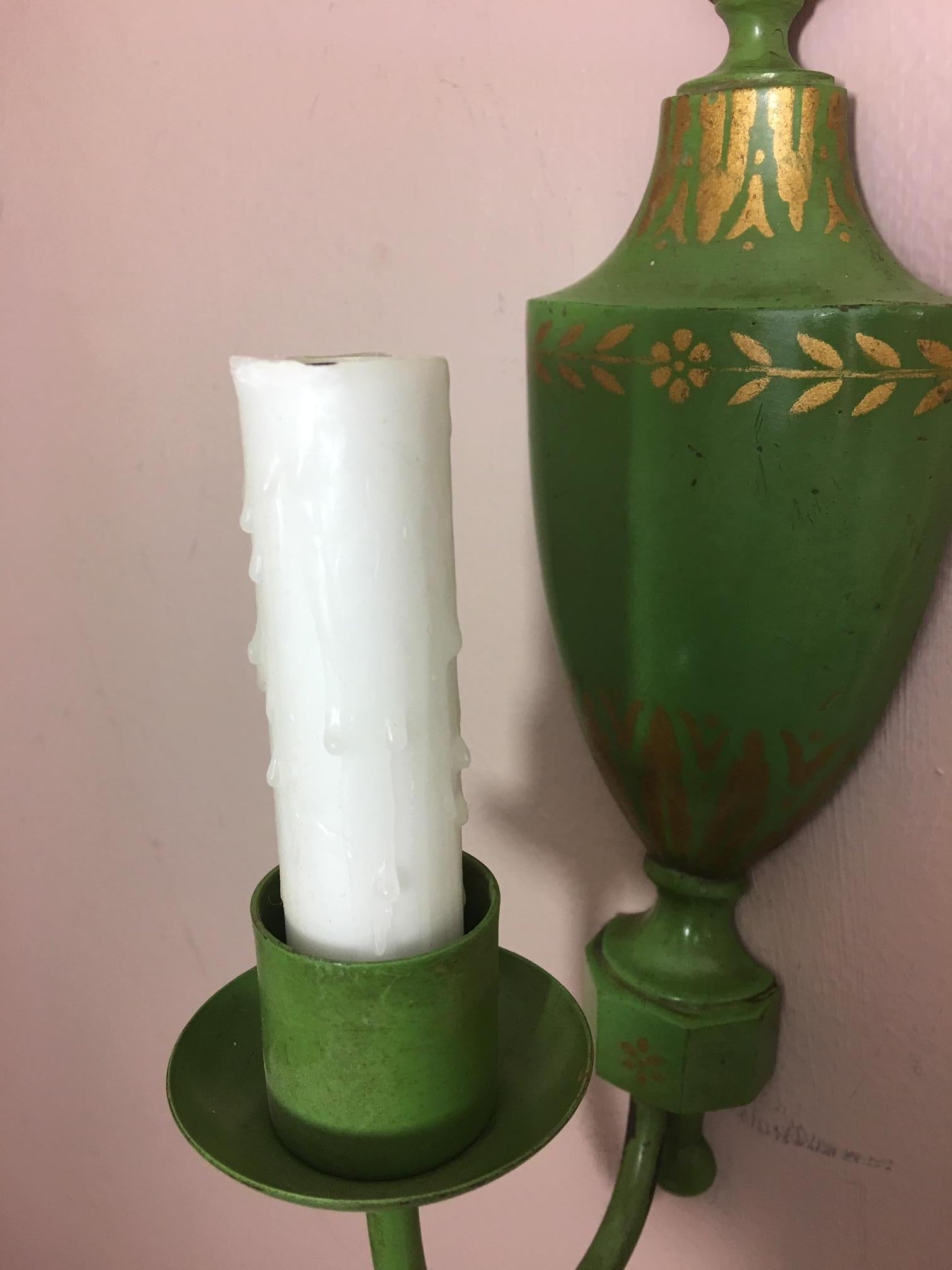 Pair of Green E. F. Caldwell One Light Sconces, 20th Century 2