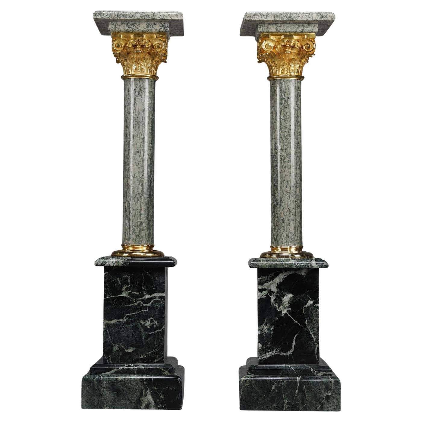 Embres Colum Pair of green Estours marble columns with Corinthian capitals For Sale ...