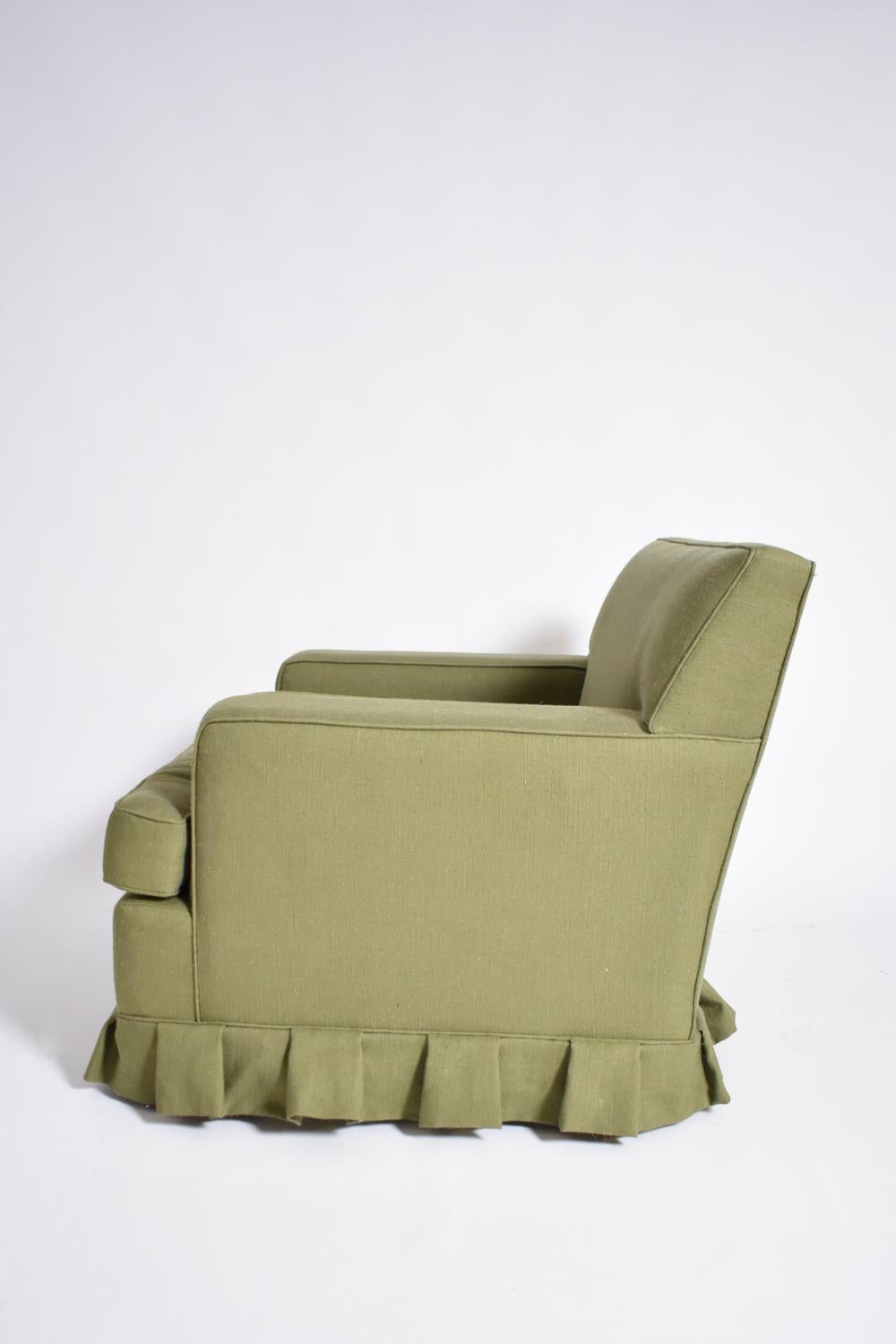 Paar grüne Stoffsessel mit Fransen, 1960er Jahre (Französisch) im Angebot