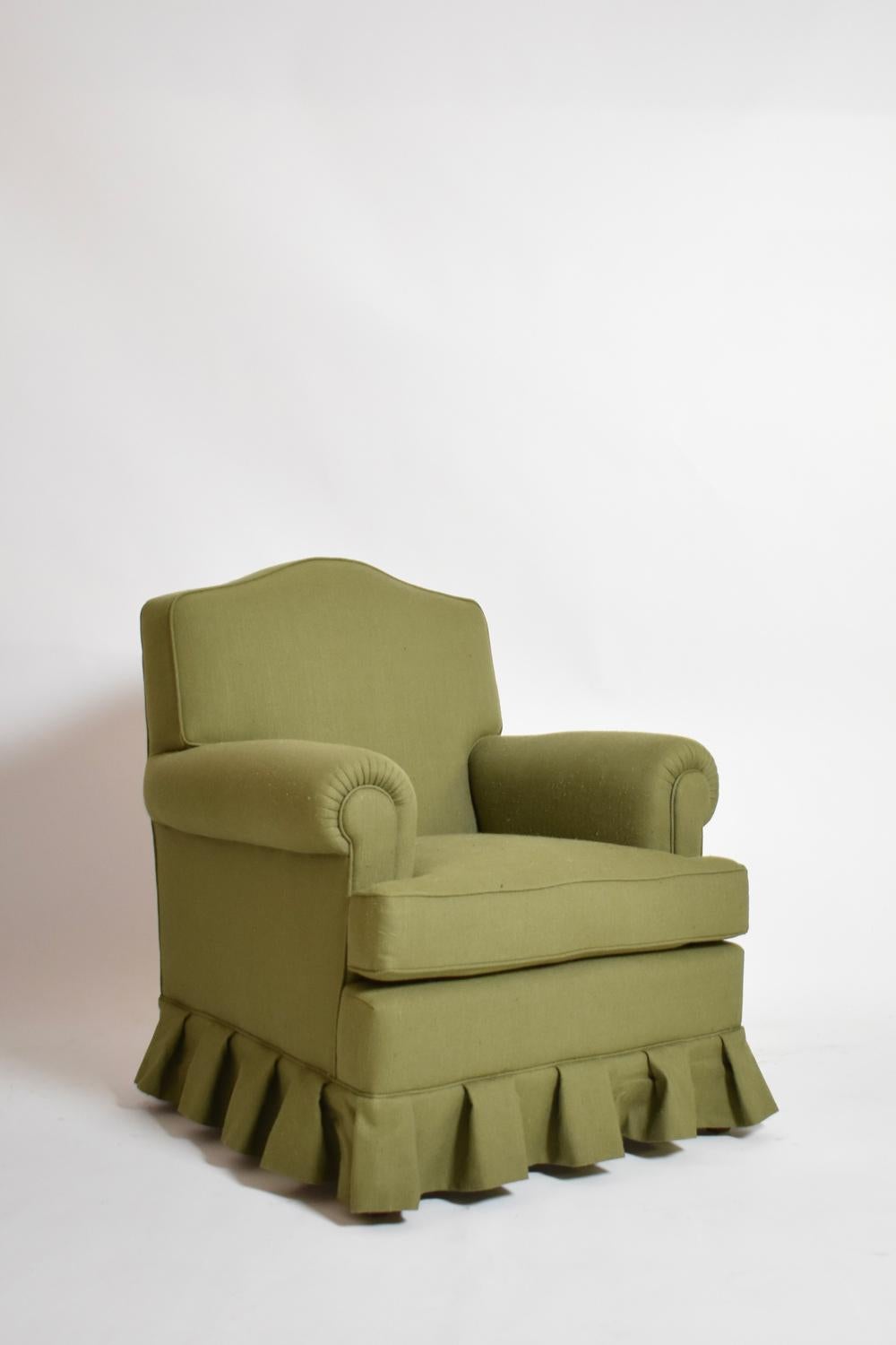 Paire de fauteuils à dossier moustache en tissu vert, années 1960. Excellent état - En vente à Lisboa, PT