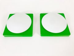 Paire d'appliques ou de lampes murales vertes de Rolf Krüger pour Neuhaus Leuchten