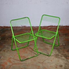 Pair of Green Folding Ted Net Chairs by Niels Gammelgaard for Ikea, 1980s