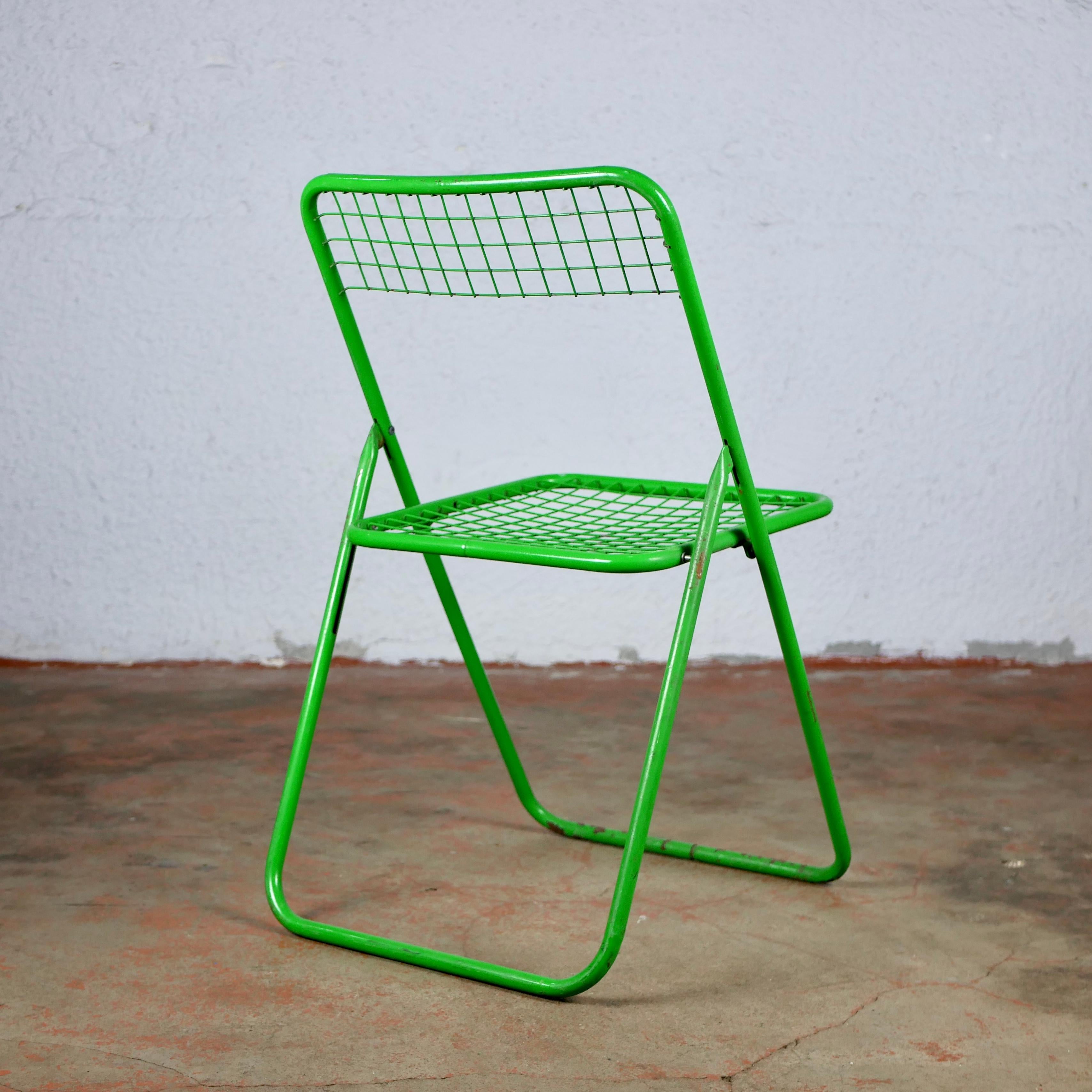 Swedish Pair of Green Folding Ted Net Chairs by Niels Gammelgaard for Ikea, 1980s