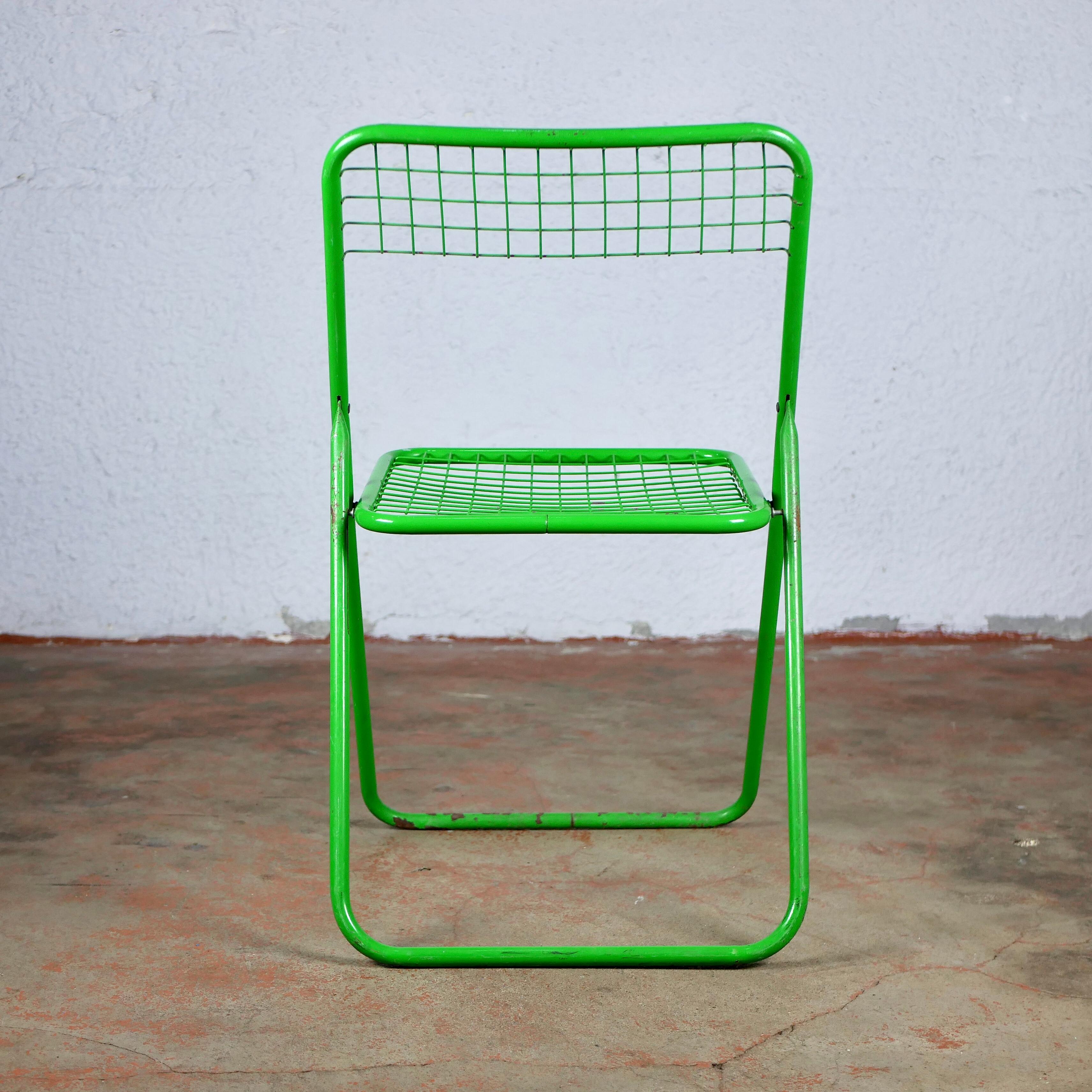 Pair of Green Folding Ted Net Chairs by Niels Gammelgaard for Ikea, 1980s In Fair Condition In Lyon, FR