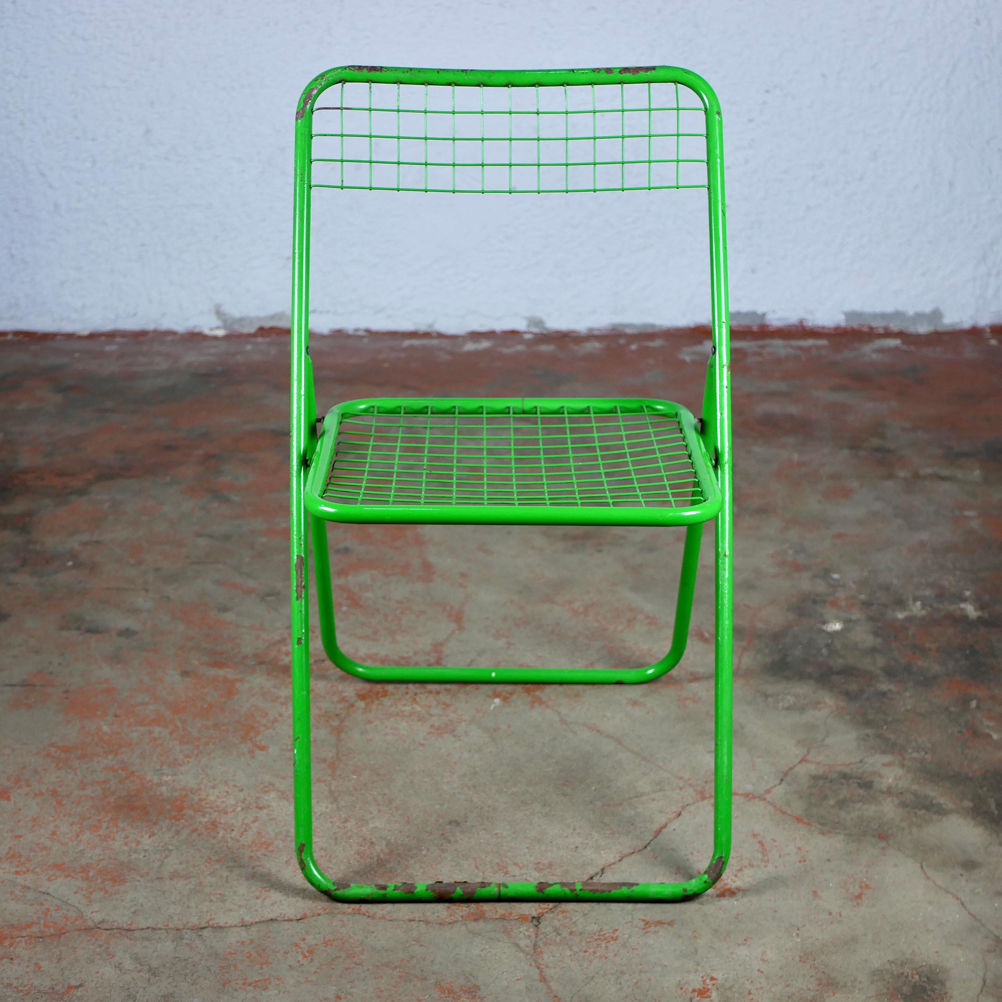 Late 20th Century Pair of Green Folding Ted Net Chairs by Niels Gammelgaard for Ikea, 1980s