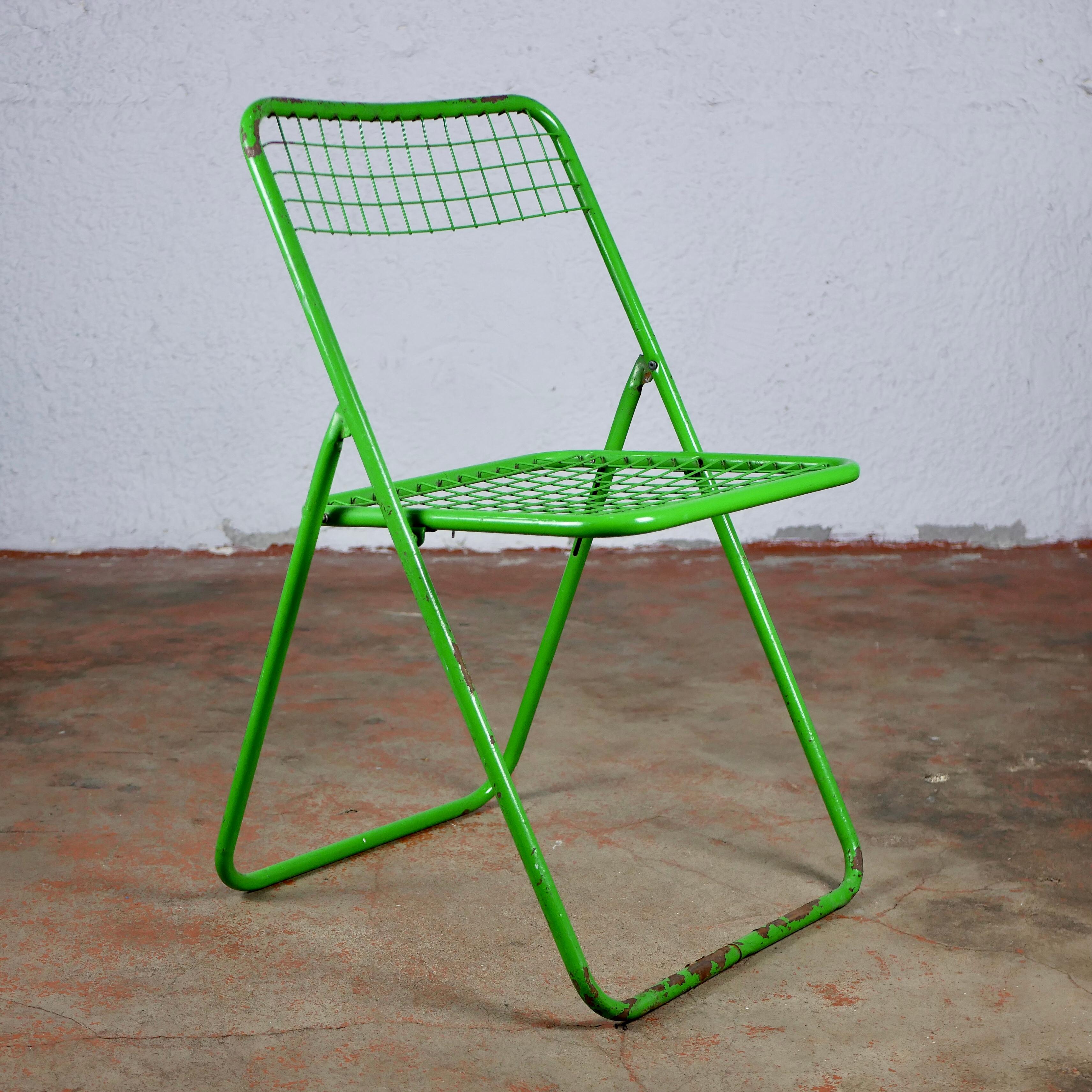 Metal Pair of Green Folding Ted Net Chairs by Niels Gammelgaard for Ikea, 1980s